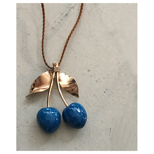 hand made necklace cherry(blue) 