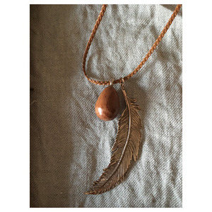 hand made necklace feather and egg